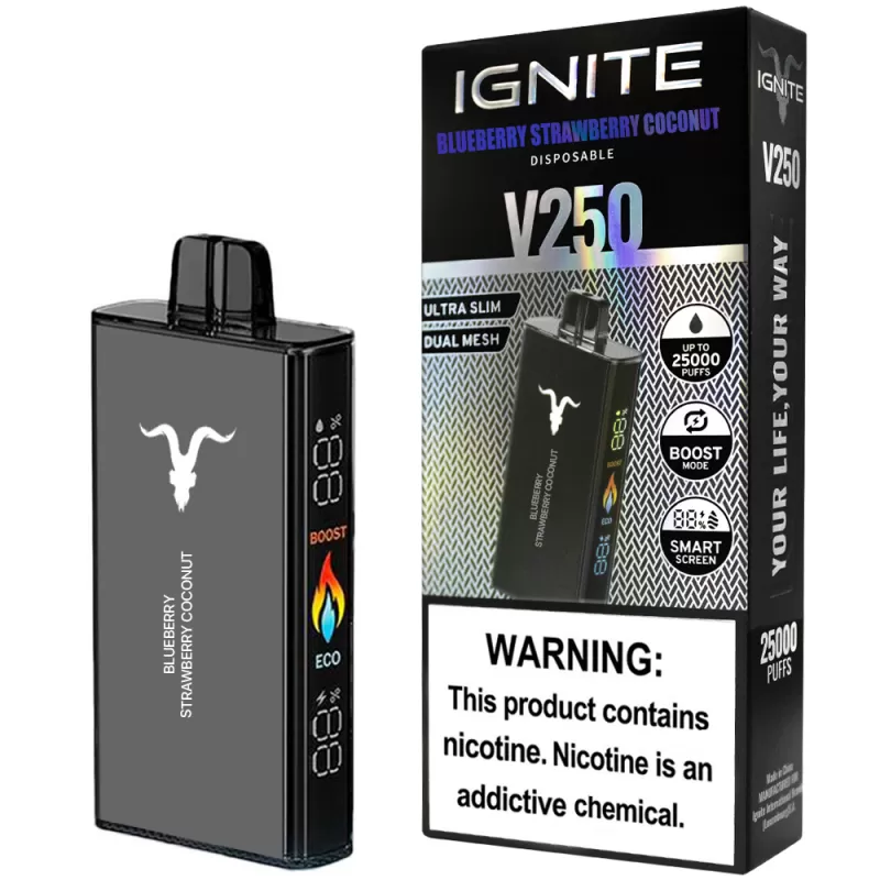 Vaper Descartable Ignite V250 5% Nicotina 25000 Puffs - Blueberry Strawberry Coconut Vaper Descartable Ignite V250 5% Nicotina 25000 Puffs - Blueberry Strawberry Coconut